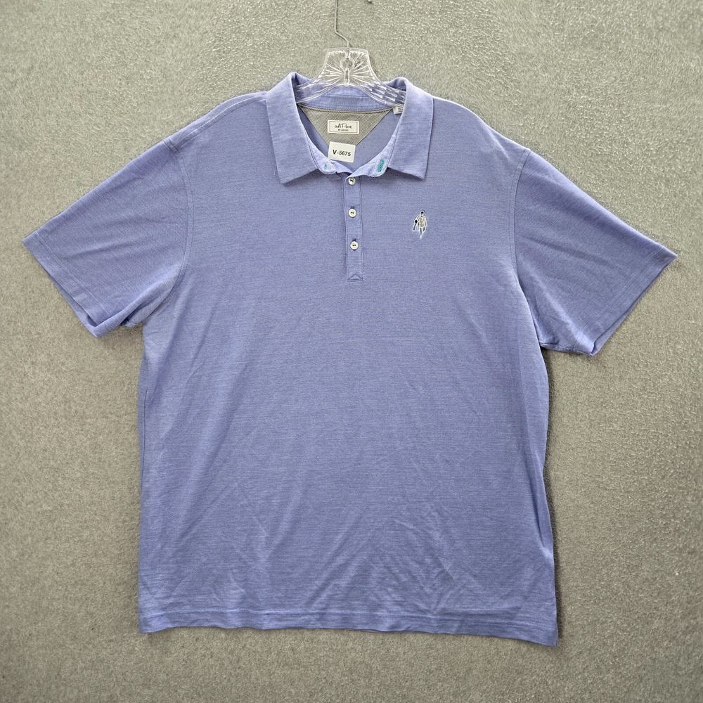Adidas AdiPure Men Polo Shirt XL Blue Logo Embroidered Short Sleeve